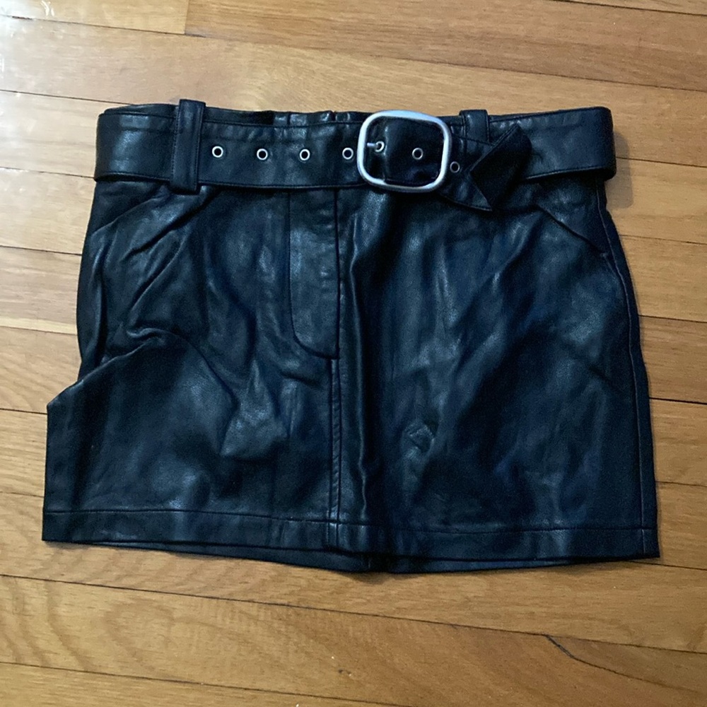I.Am.Gia Faux Black Leather Mini Skirt with Belt